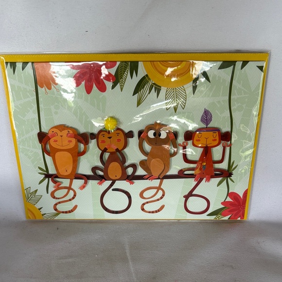 NWT Burgoyne Monkeys’Birthday 3D Card  Size-5"X7" - Picture 3 of 7